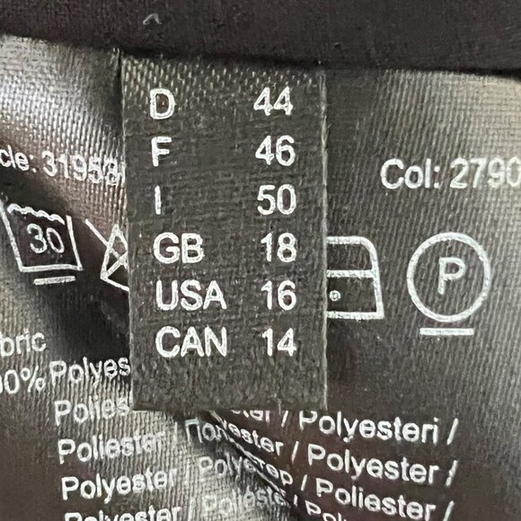 More & More Womens Palm Print Sleeveless Chiffon Dress Black Tan size 16 - Picture 9 of 12